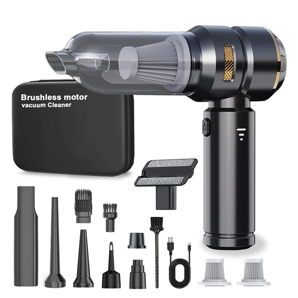 Lyiazsoy Car Vacuum Cleaner,22000PA High Power Mini Vacuum Cleaner,Rechargeable Handheld Vacuum,Portable Cordless Compressed Air Duster Air Blower for Car Home (goldblack)