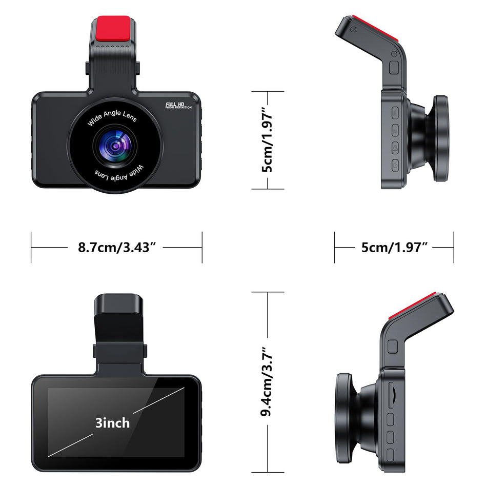 Range Tour Car Dash Cam Front, FHD 1080P Car Camera 170° Wide Angle WDR In Vehicle Dashboard Camera 3.0" Display Driving Recorder Car Video Camera Loop Recording, Night Vision, Motion Detection