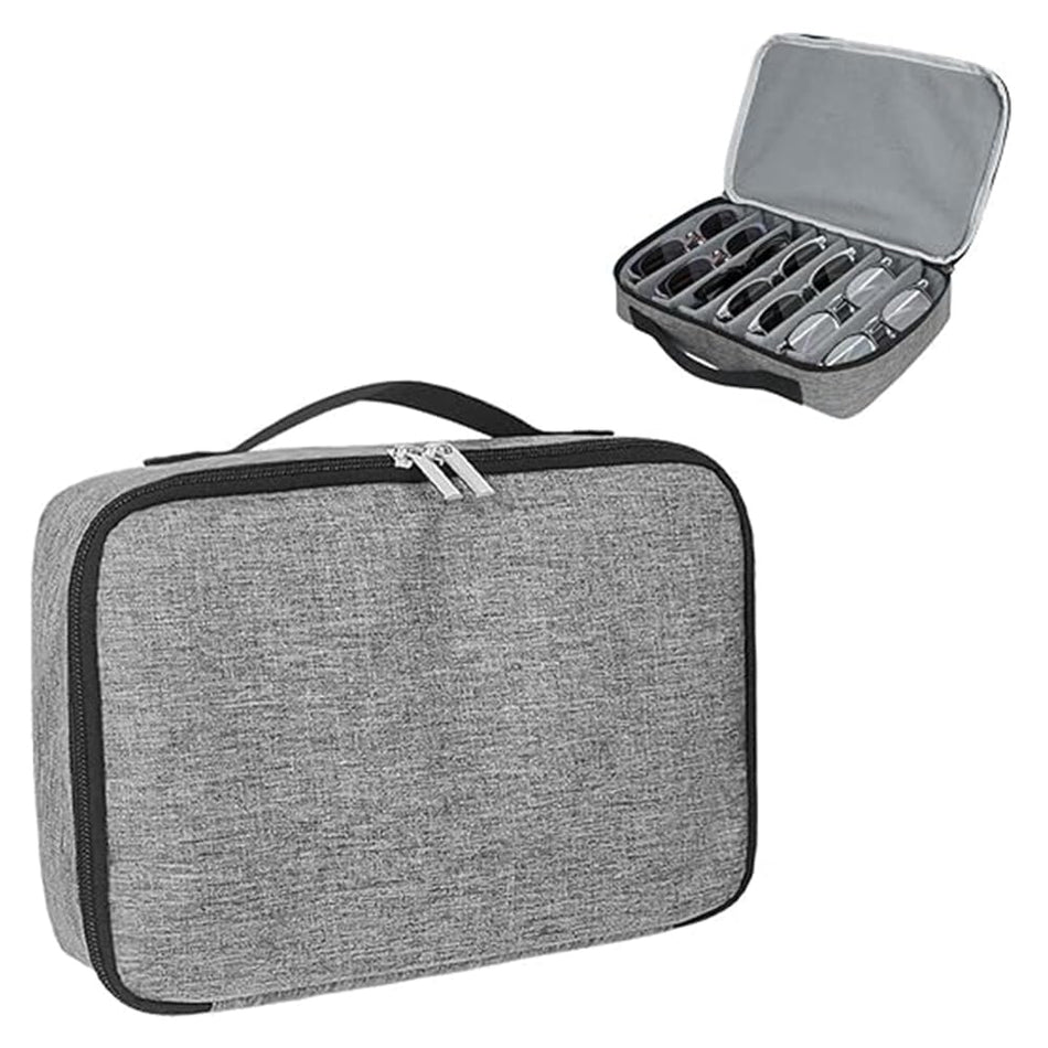 Travel Sunglasses Organizer Glasses Case, Adjustable 7 Slots Eyeglasses Storage Holder for Multiple Eyeglasses, For Multiple Eyeglasses Hard-shell Portable Storage Box for Men Women