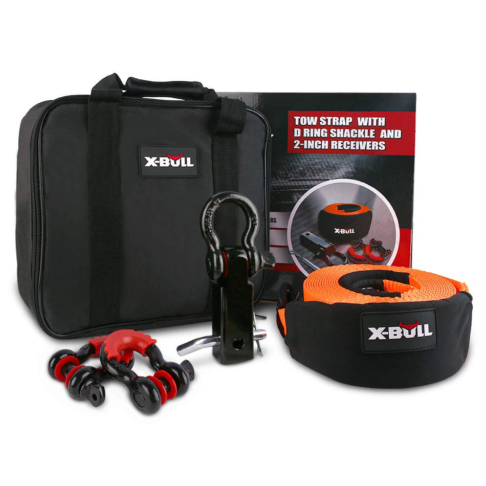 X-BULL Winch Accessories Kit 11Pcs 4x4 Off-Road Recovery Kit for Recover Automotive Stuck in Mud/Snow/Sand
