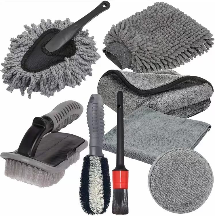 9Pcs Car Wash Cleaning Kit, Wheel Brush for Car Alloy Wheel Tyre Brush Cleaning, Automotive Detail Brushes Rim Cleaner,Car Detailing Brush Kit for Car Interior，Automotive Detail Brushes Rim Cleaner & Exterior,Wheels Engine Cleaning