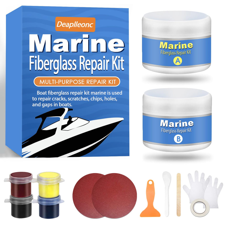 DEAPLLEONC Marine Fiberglass Repair Kit for Boats, Boat Gel Coat Repair kit - Quickly Fix Holes, Chips and Deep Cracks.