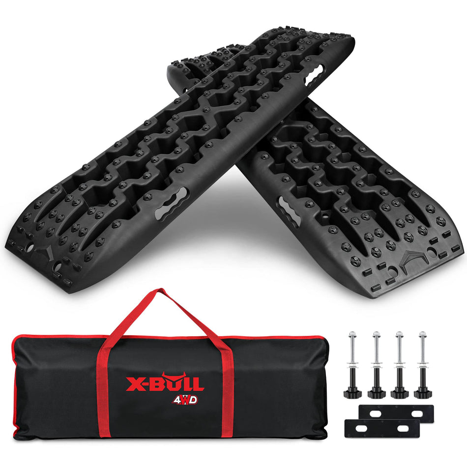 X-Bull Recovery Tracks with Bag and Mounting Pin Set 4x4 Recovery Boards Offroad 4wd Tracks 22046LBS/10000KG Stand for Automotive Accessories Tires and Wheels in The Sand Mud Snow(GEN 3.0 Black)