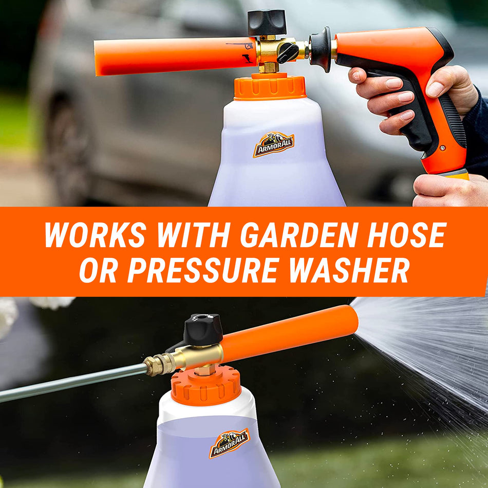 Armor All 2-in-1 Foam Cannon Kit, Car Cleaning Kit Connects to Power Washers and Garden Hoses for Vehicle Cleaning, Includes Foam Cannon, Foam Applicator and Ergonomic Adaptor, 3 Count