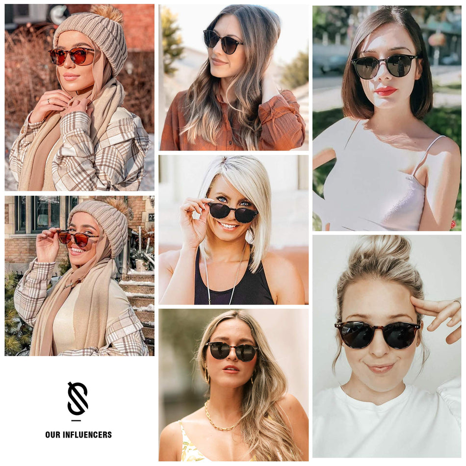 SOJOS Small Round Classic Polarized Sunglasses for Women Vintage Style UV400 Lens SJ2113