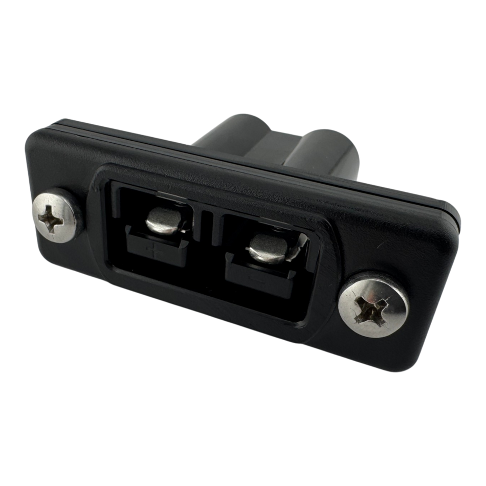 50A Panel Mount Connector Kit with Weatherproof Dust Cover - 2 Pack Heavy Duty Power Plug, Plated Copper Terminals, Polycarbonate Housing, Acrylic Spacers, & Stainless Steel Hardware