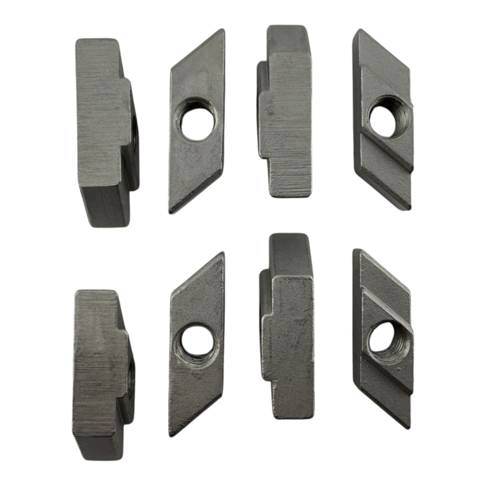 Duskie SS316 Stainless Steel M8 Channel Nuts (8pc Pack) designed for roof rack channels with a 10mm gap and 21mm chamber.