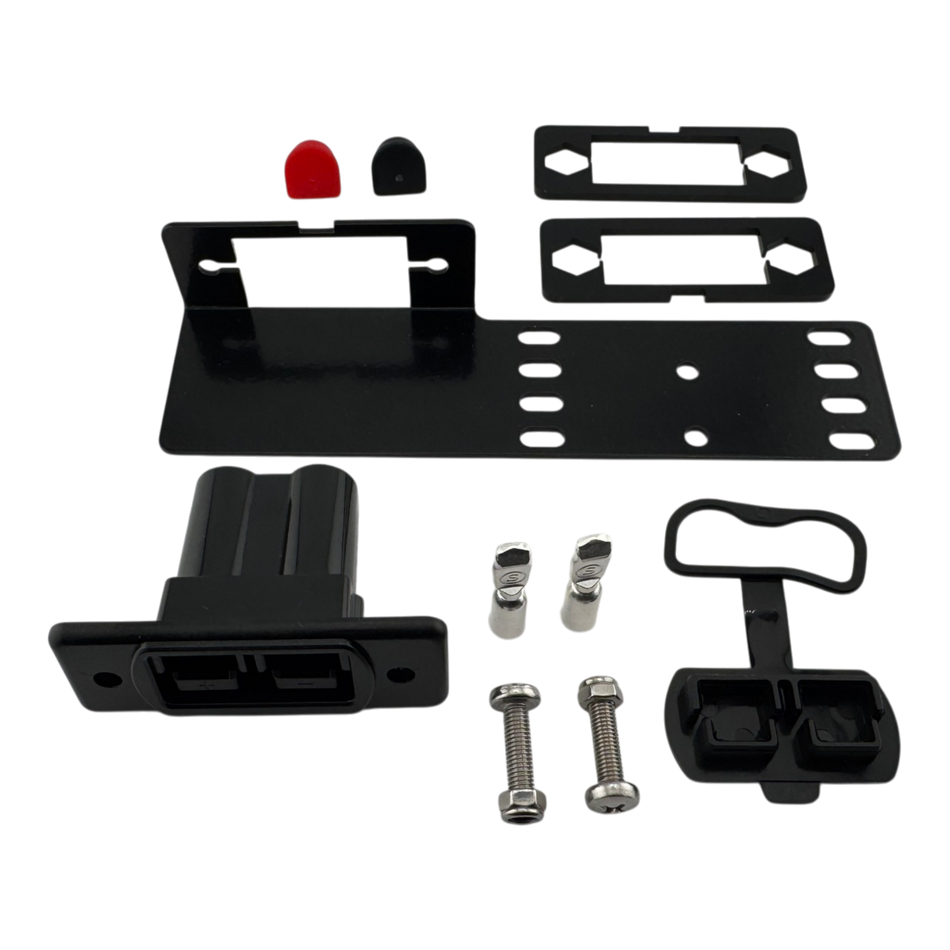 Professional-grade 50A connector mounting kit designed for a seamless fit behind your existing trailer plug.
