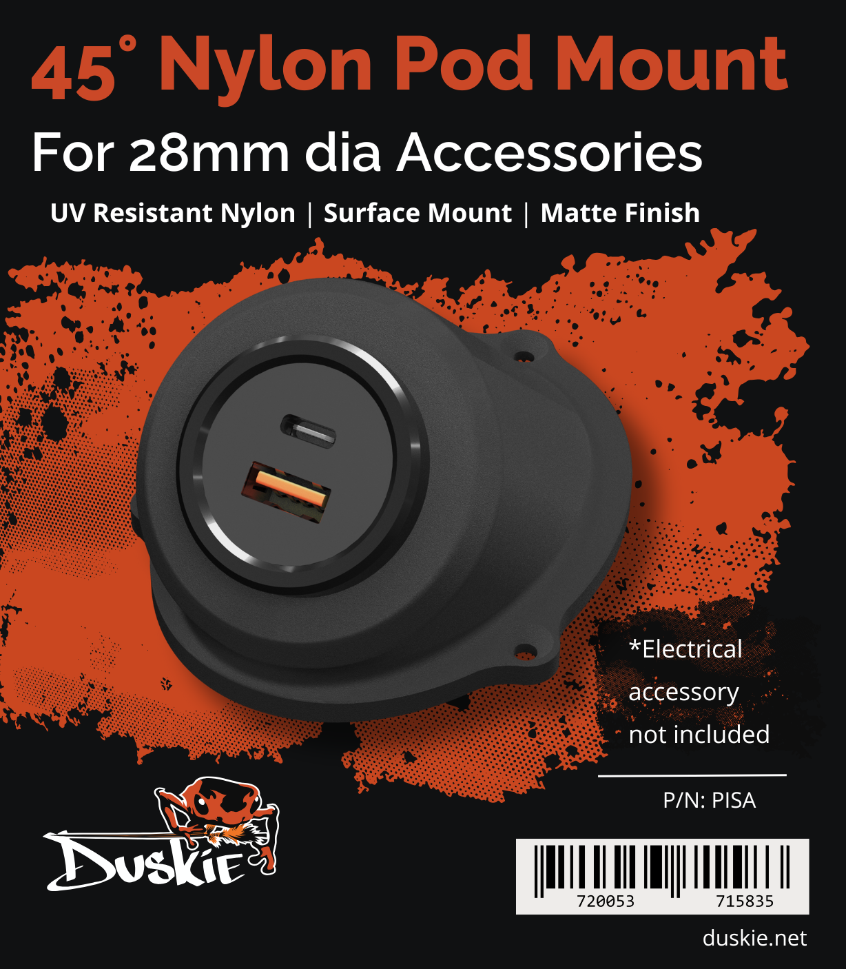 45 DEGREE POD MOUNT FOR 28MM ACESSORIES