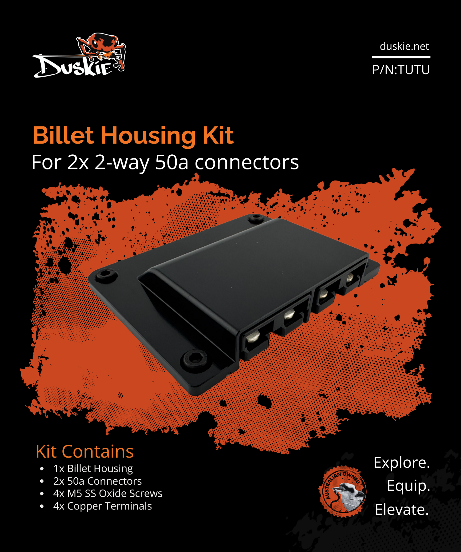 BILLET COVER WITH 2X 2-WAY 50A CONNECTORS