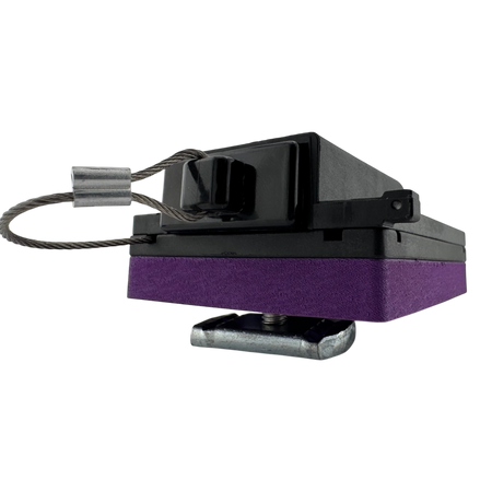 Duskie heavy-duty nylon 50A connector roof rack mount with purple accent and stainless steel lanyard.