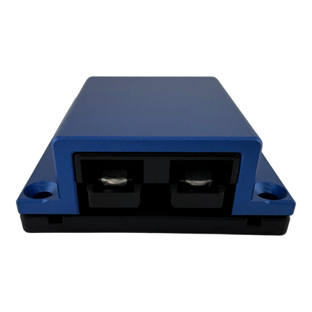 Duskie blue billet aluminium housing kit with 2-way 50A connector, ideal for 4x4 and canopies.