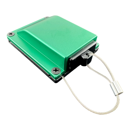 Duskie green billet aluminium housing kit with 2-way 50A connector and dust cap with wire rope.