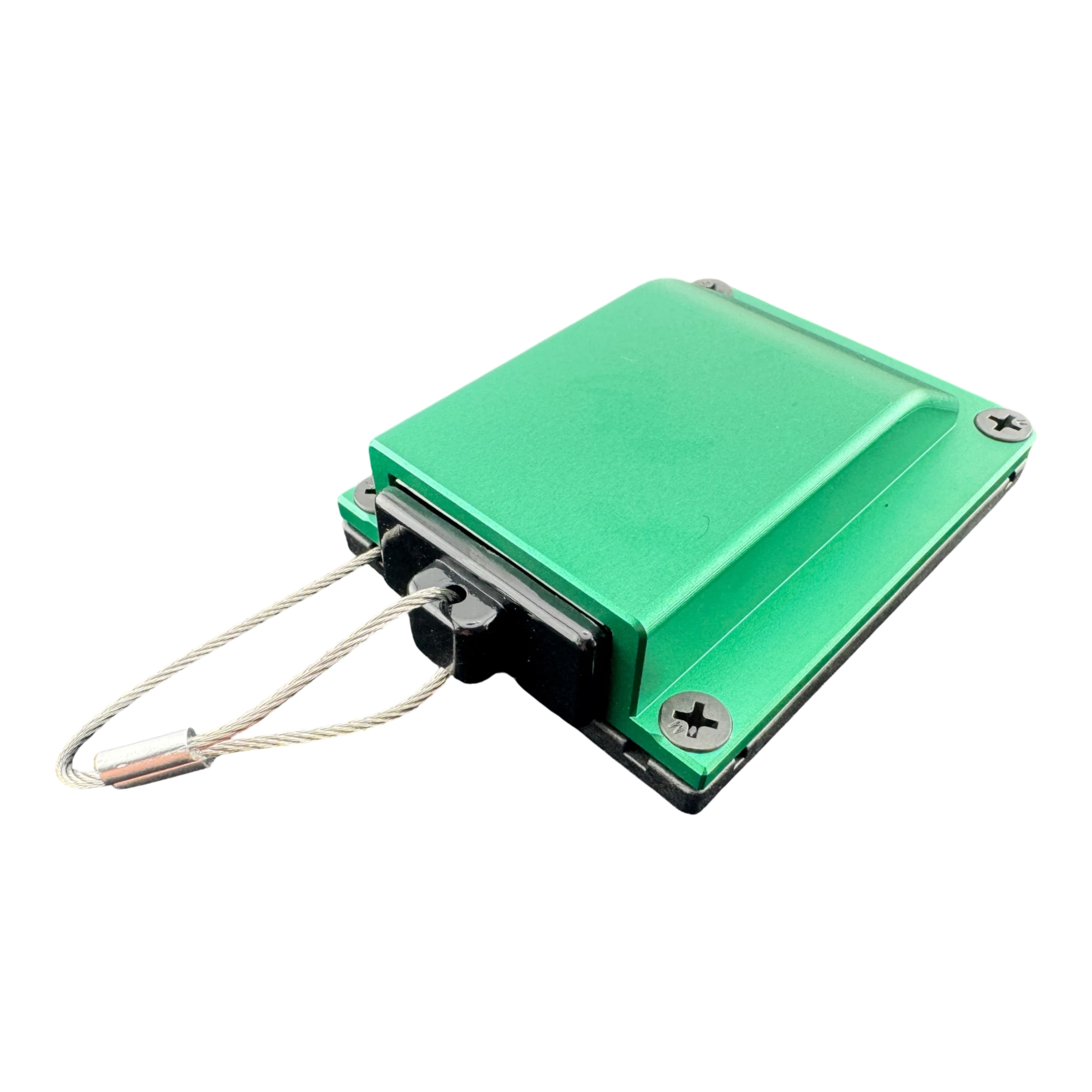 Duskie green billet aluminium housing kit with 2-way 50A connector and dust cap with wire rope.