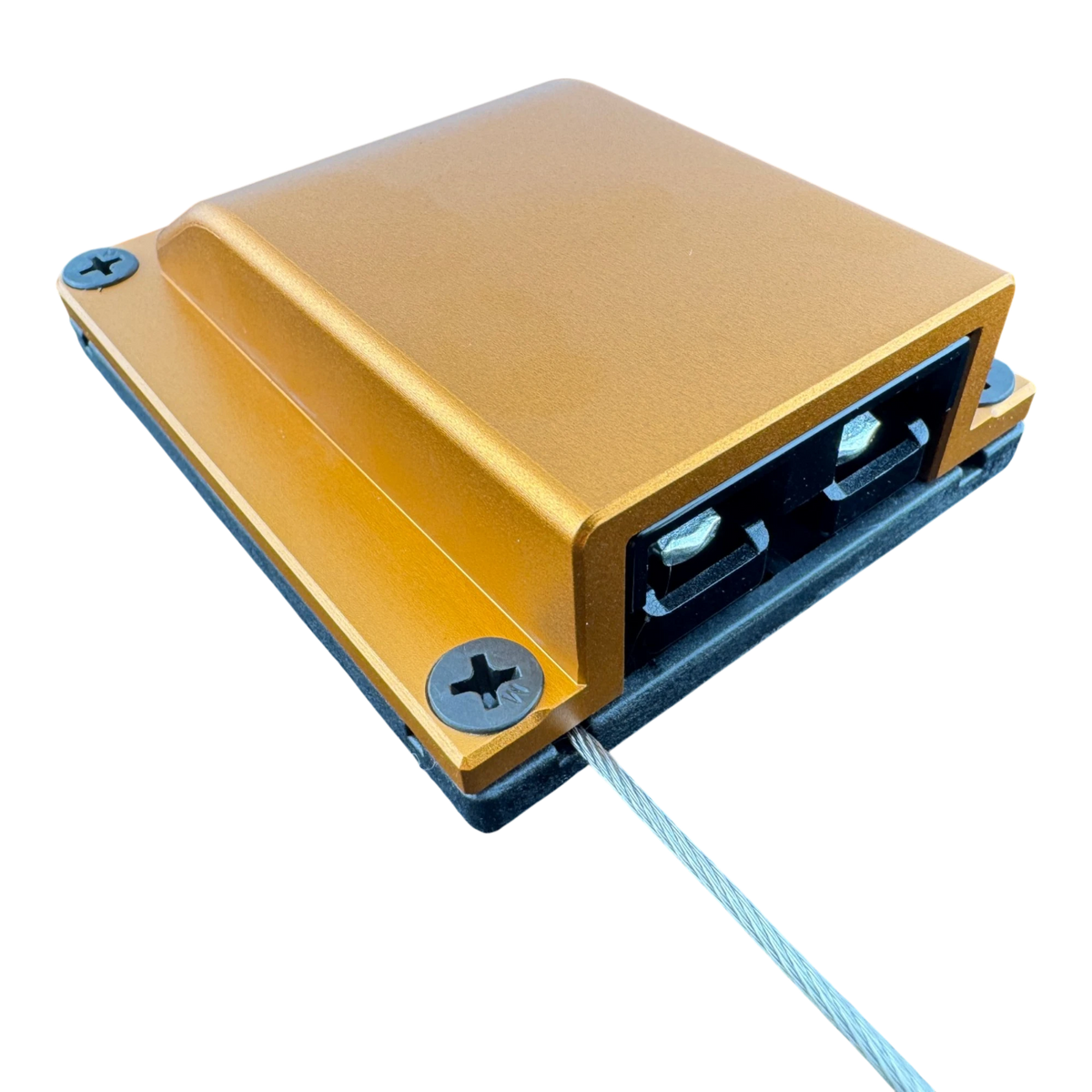 Duskie orange billet aluminium housing kit with 2-way 50A connector and dust cap. Heavy duty 12V solution.