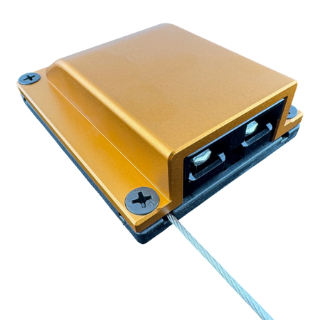 Duskie orange billet aluminium housing kit with 2-way 50A connector and dust cap. Heavy duty 12V solution.