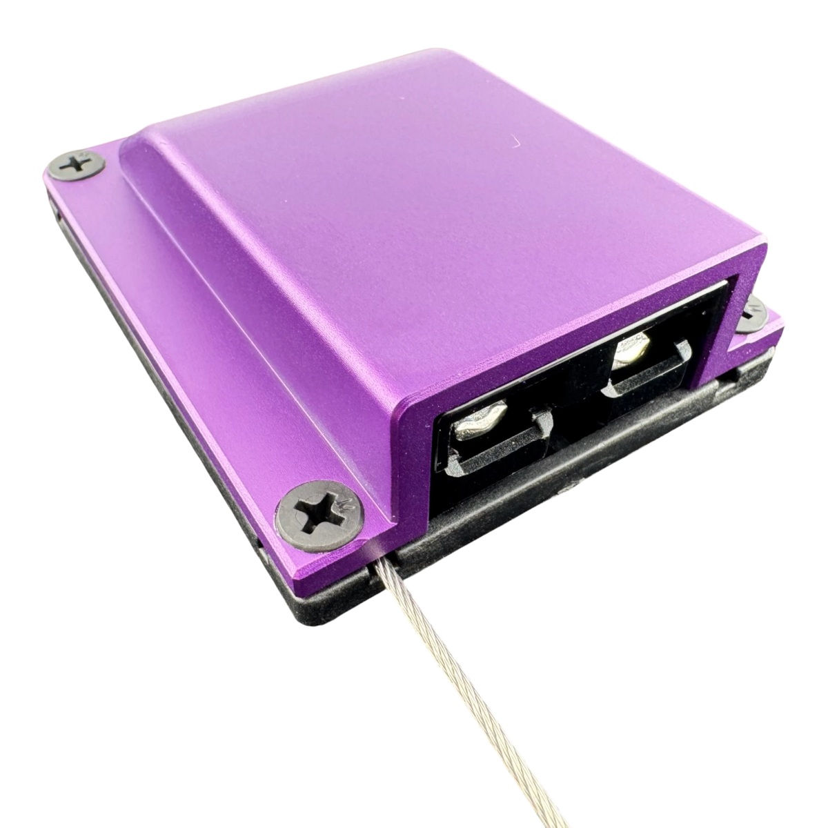 Duskie purple billet aluminium housing kit with 2-way 50A connector and dust cap tether