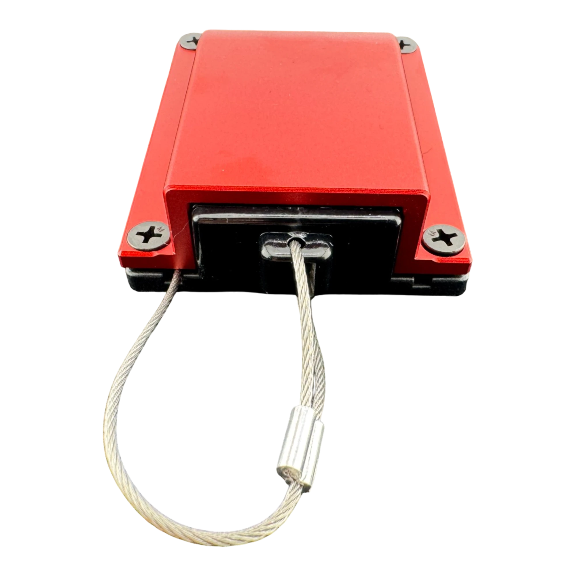 Duskie red billet aluminium housing kit with 2-way 50A connector and dust cap with wire rope.