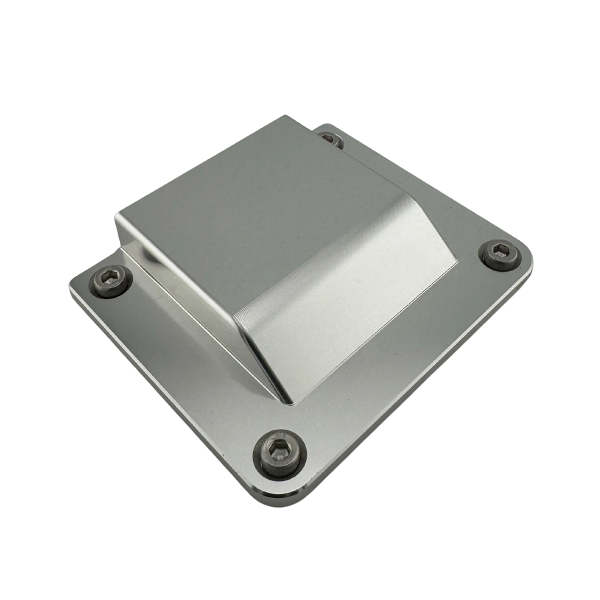 Duskie silver billet aluminum cover for 3-way 50A Anderson connector with stainless hardware.