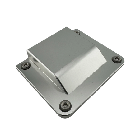 Duskie silver billet aluminum cover for 3-way 50A Anderson connector with stainless hardware.