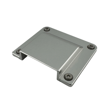 Duskie silver billet aluminum cover for 3-way 50A Anderson connector with stainless hardware.
