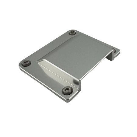 Duskie silver billet aluminum cover for 3-way 50A Anderson connector with stainless hardware.