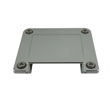 Duskie silver billet aluminum cover for 3-way 50A Anderson connector with stainless hardware.