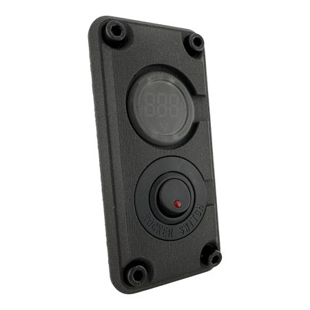 DUSKIE black dual panel mount housing with a digital display and rocker switch, made of durable nylon.