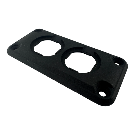 Duskie black dual panel mount housing for two 29mm gauges, sockets, or switches. Made of durable nylon.