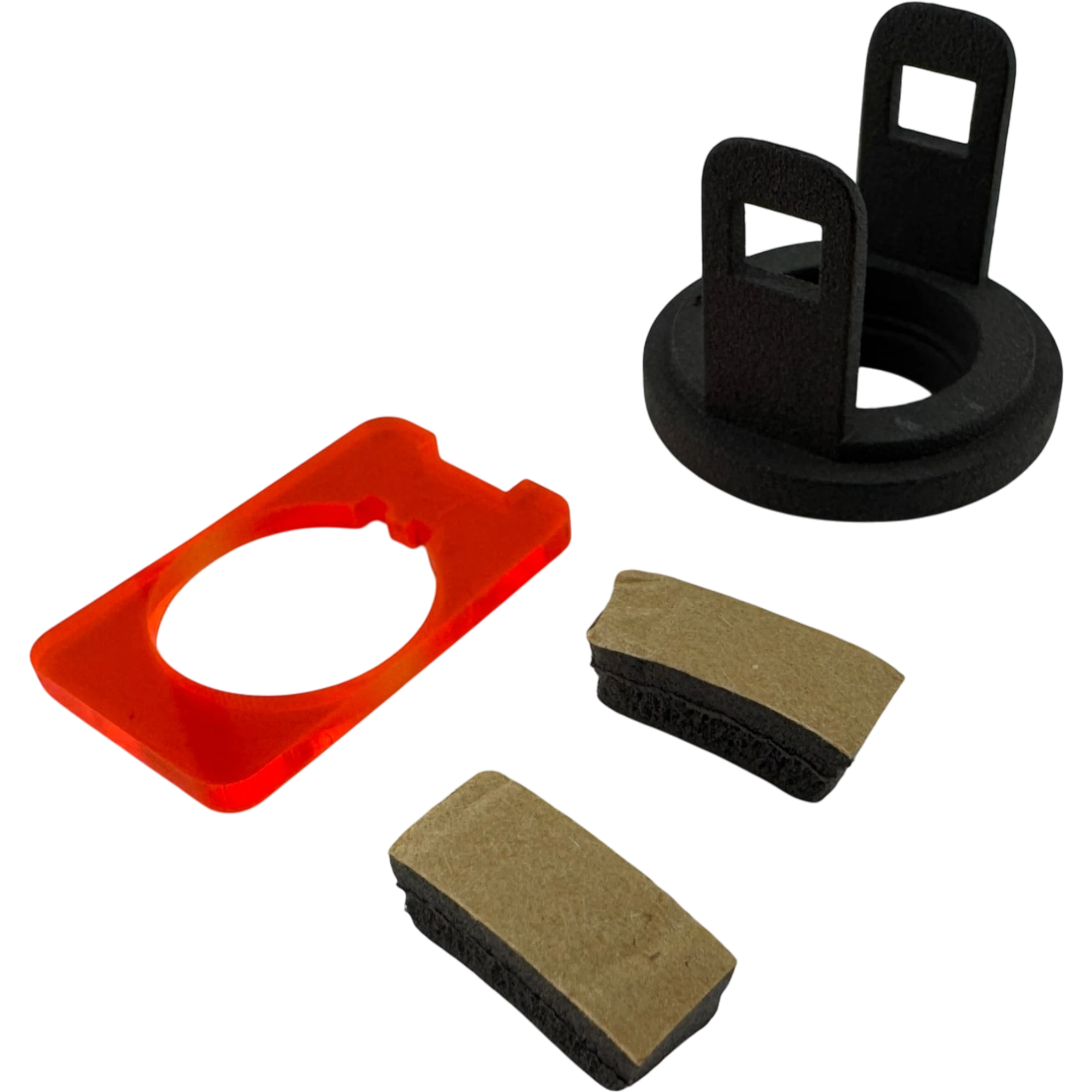 Duskie 4-pack black nylon sensor relocator housings with orange acrylic spacer and foam tape for Toyota Hilux 2026+