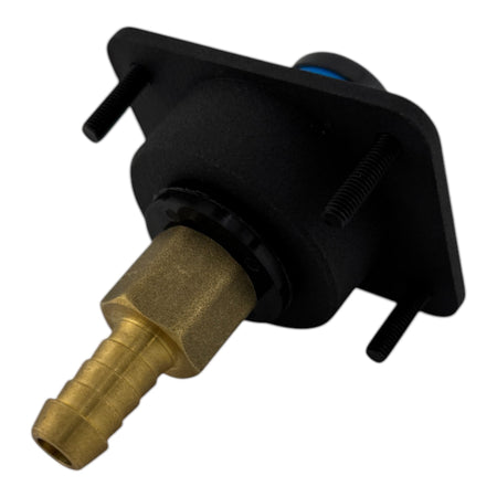 Duskie Nitto Legris coupler kit with black panel, brass barb fitting, and blue accent. For air and water connections.