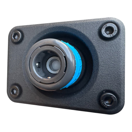 Duskie Nitto Legris coupler with panel kit and 12mm barb, black panel, grey and blue coupler for air and water.