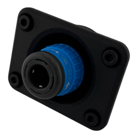 Duskie Nitto Legris coupler with blue twist-lock mechanism and black panel, 12mm barb fitting.