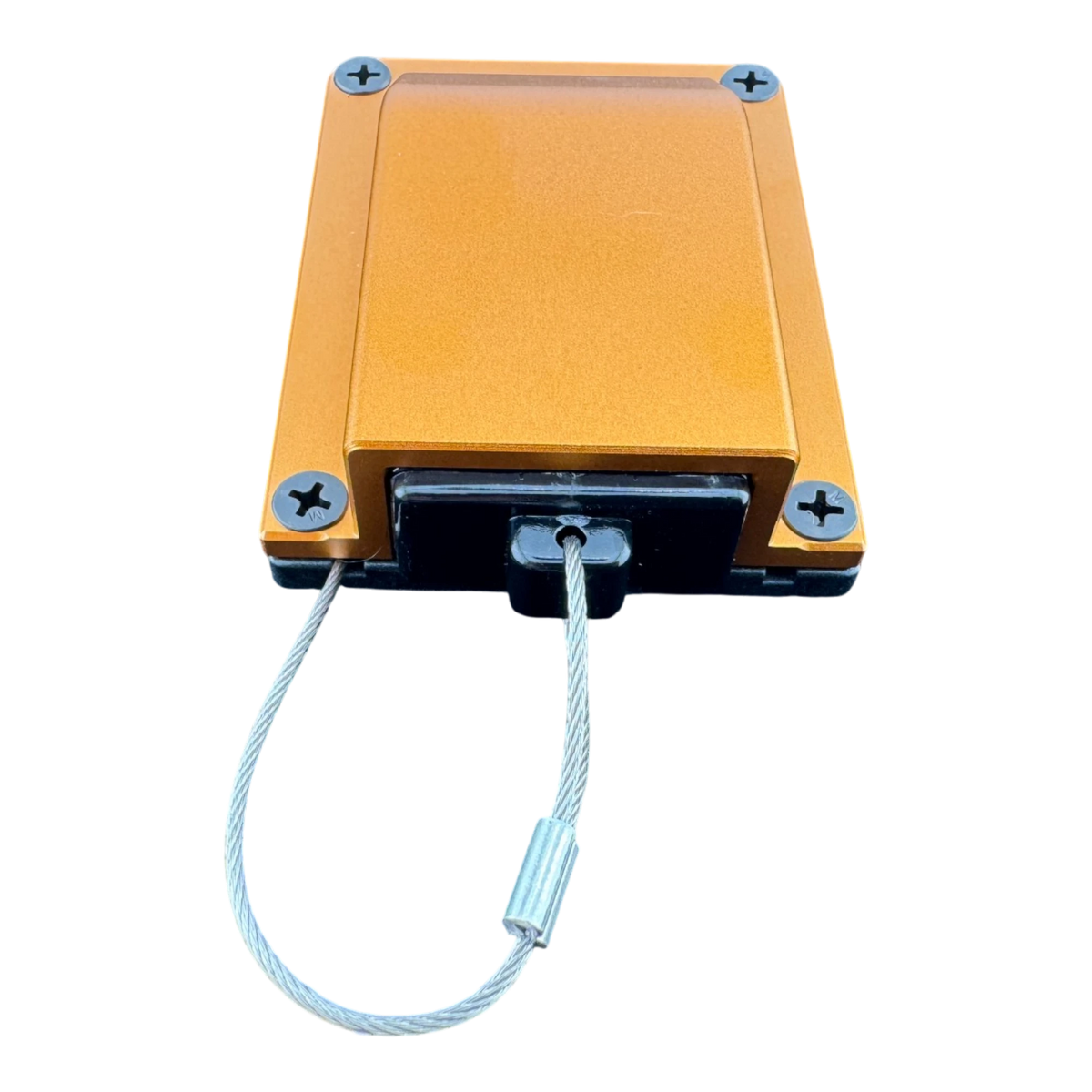 Duskie orange billet aluminium housing with 2-way 50A connector and tethered dust cap. Heavy duty 12V solution.