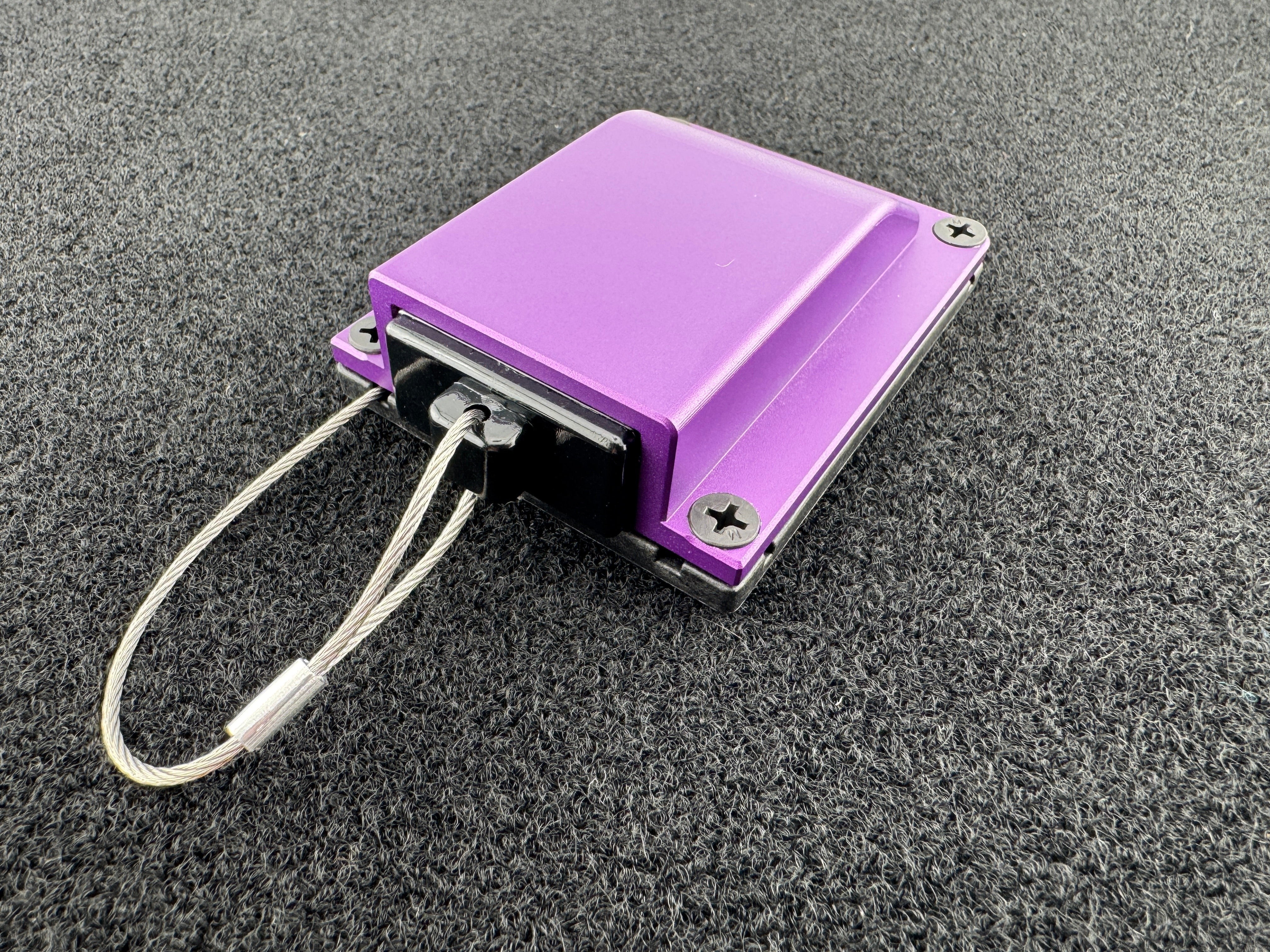 Duskie purple billet aluminium housing kit with 2-way 50A connector and dust cap with wire rope.
