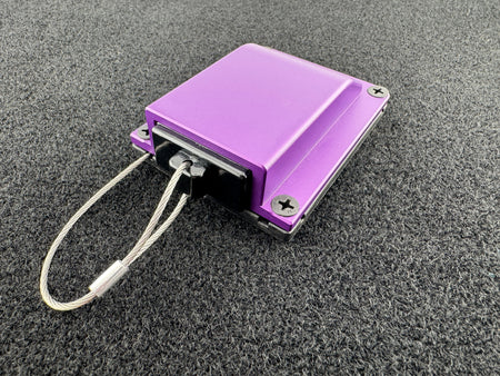 Duskie purple billet aluminium housing kit with 2-way 50A connector and dust cap with wire rope.