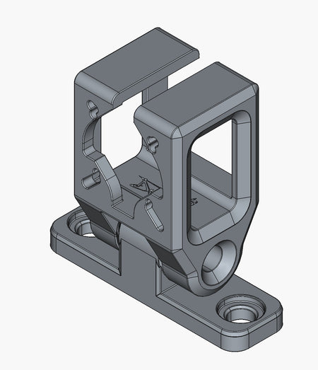 Duskie universal reverse camera relocation bracket with hinged adjustable angle, made of textured nylon.