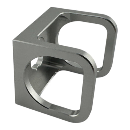 Duskie silver anodized billet aluminum ISS-style toggle switch guard with hinged cover for preventing accidental activation.