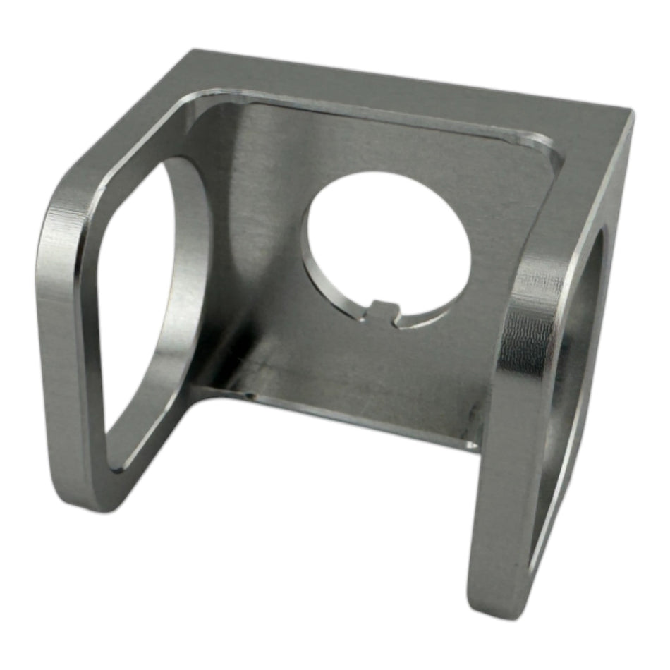 Duskie silver billet aluminum ISS-style toggle switch guard with hinged cover for vintage automotive and industrial use.