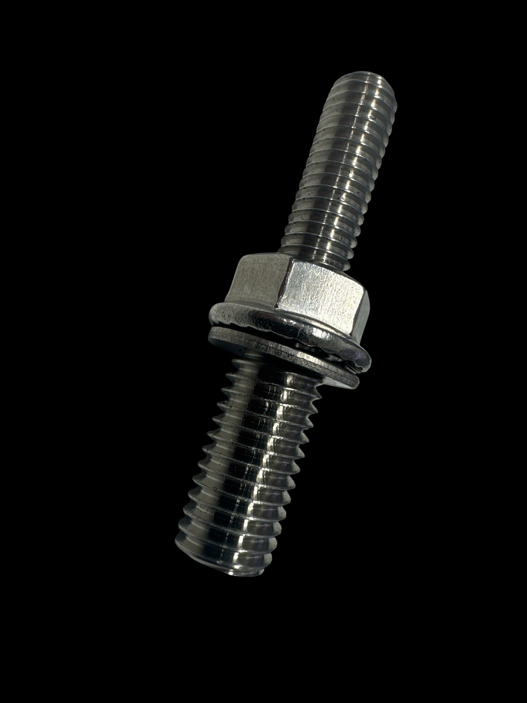 Duskie M10 to M8 stainless steel all-thread stud with washer and nut for smart shunt expansion.