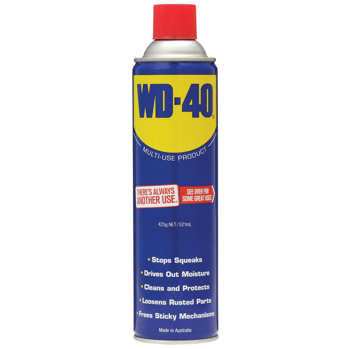 Duskie WD-40 425g multi-use lubricant spray can for cleaning, lubricating, and protecting metal surfaces.