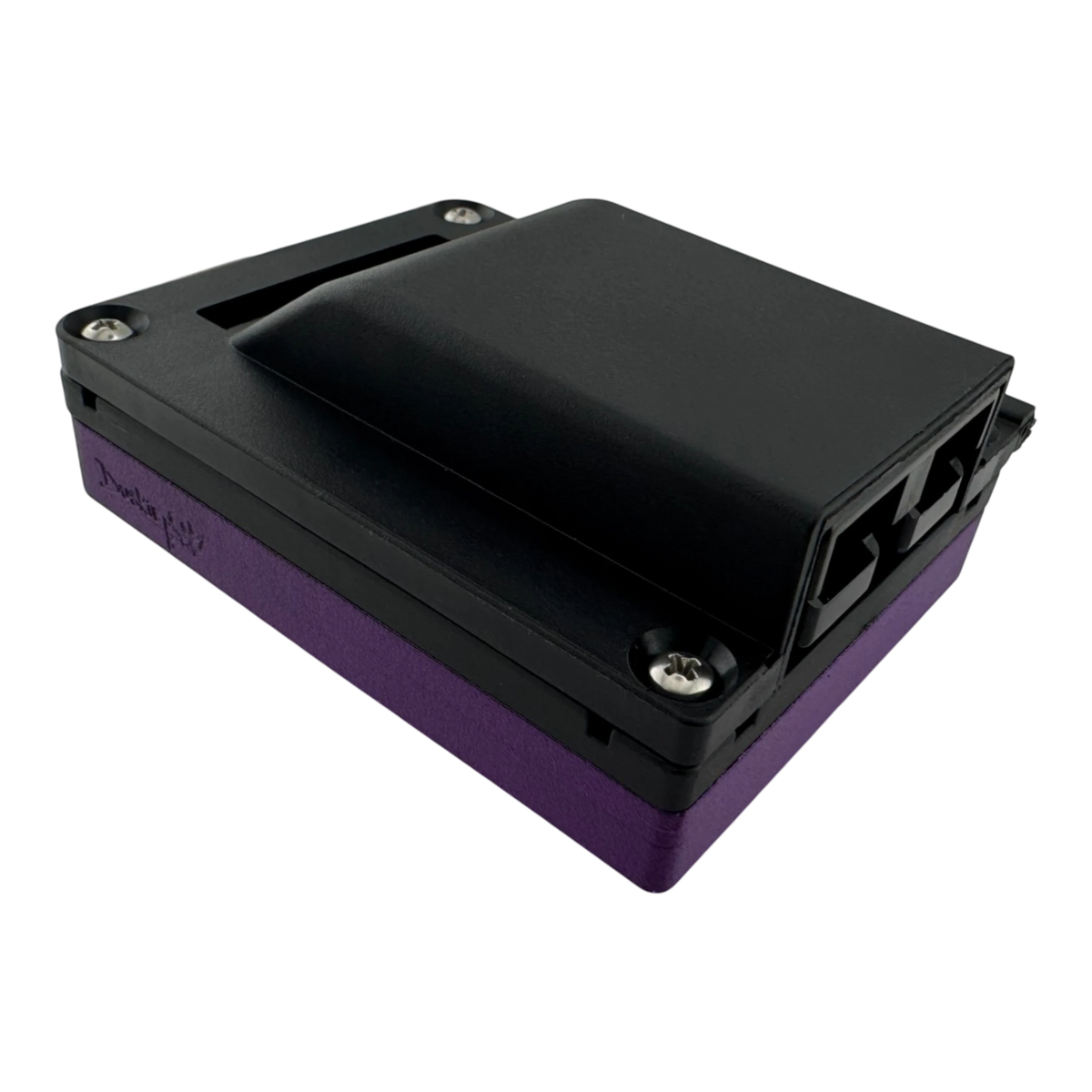 DuskieHere heavy-duty nylon 50A connector roof rack mount with purple base and black housing. No-drill design.