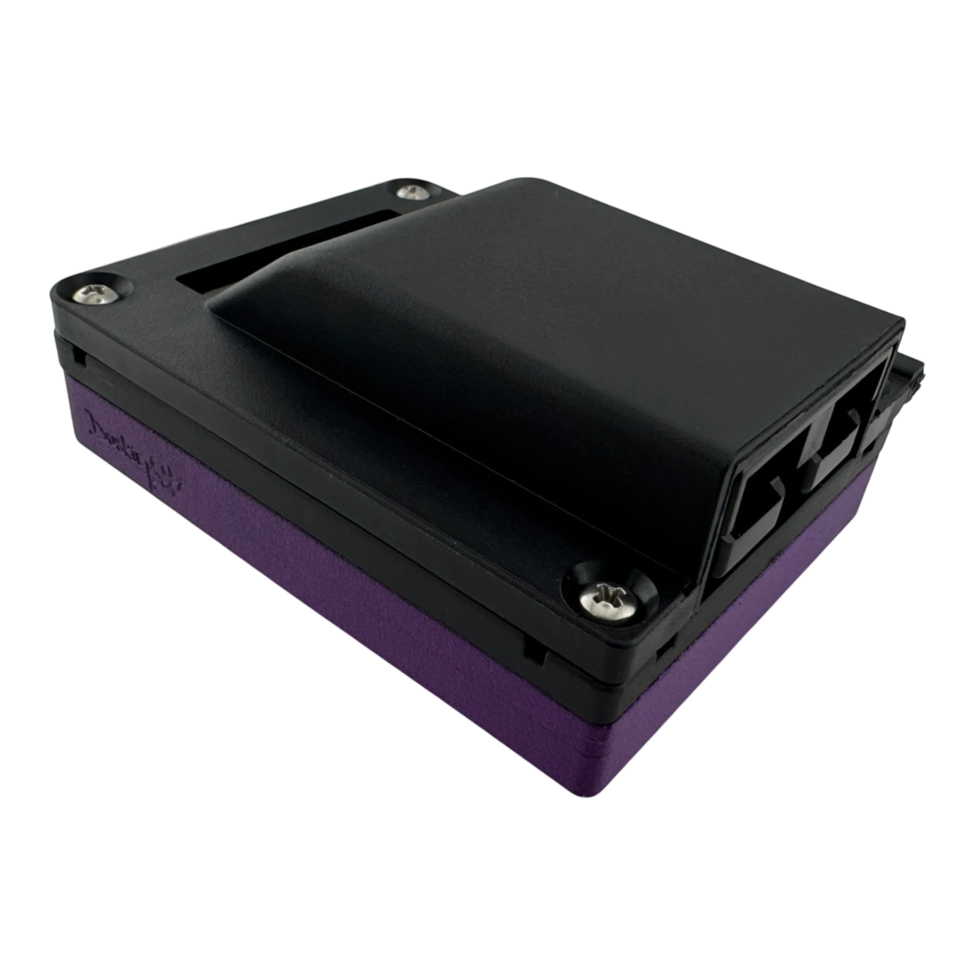 DuskieHere heavy-duty nylon 50A connector roof rack mount with purple base and black housing. No-drill design.